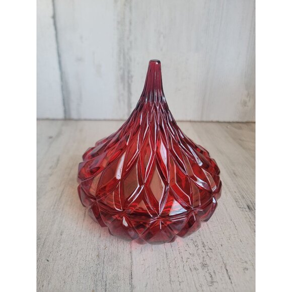 Shannon crystals red Hershey kisses Ruby candy dish - Picture 2 of 6